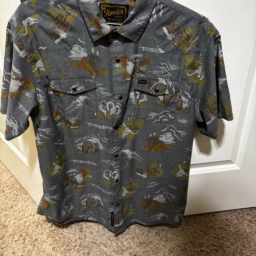 Howler Brothers Gray and Brown Patterned Shirt